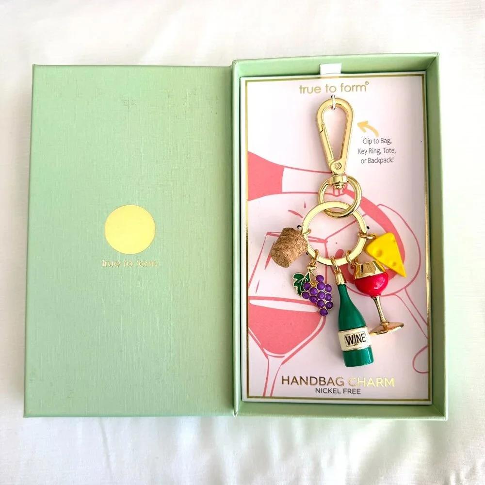 True to Form Wine & Cheese Key Chain / Bag Charm